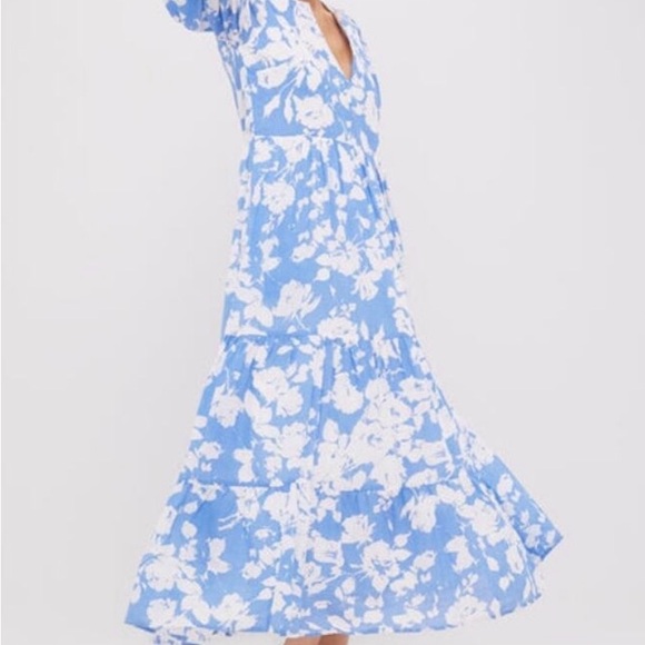 Chic Blue and White Floral Maxi Dress - Picture 2 of 5